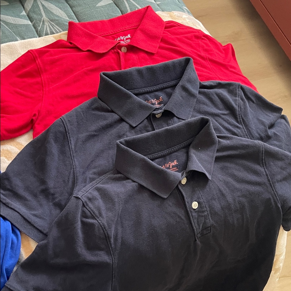 (3) Cat & Jack kids Polo Shirts in red and navy, school uniform bundle